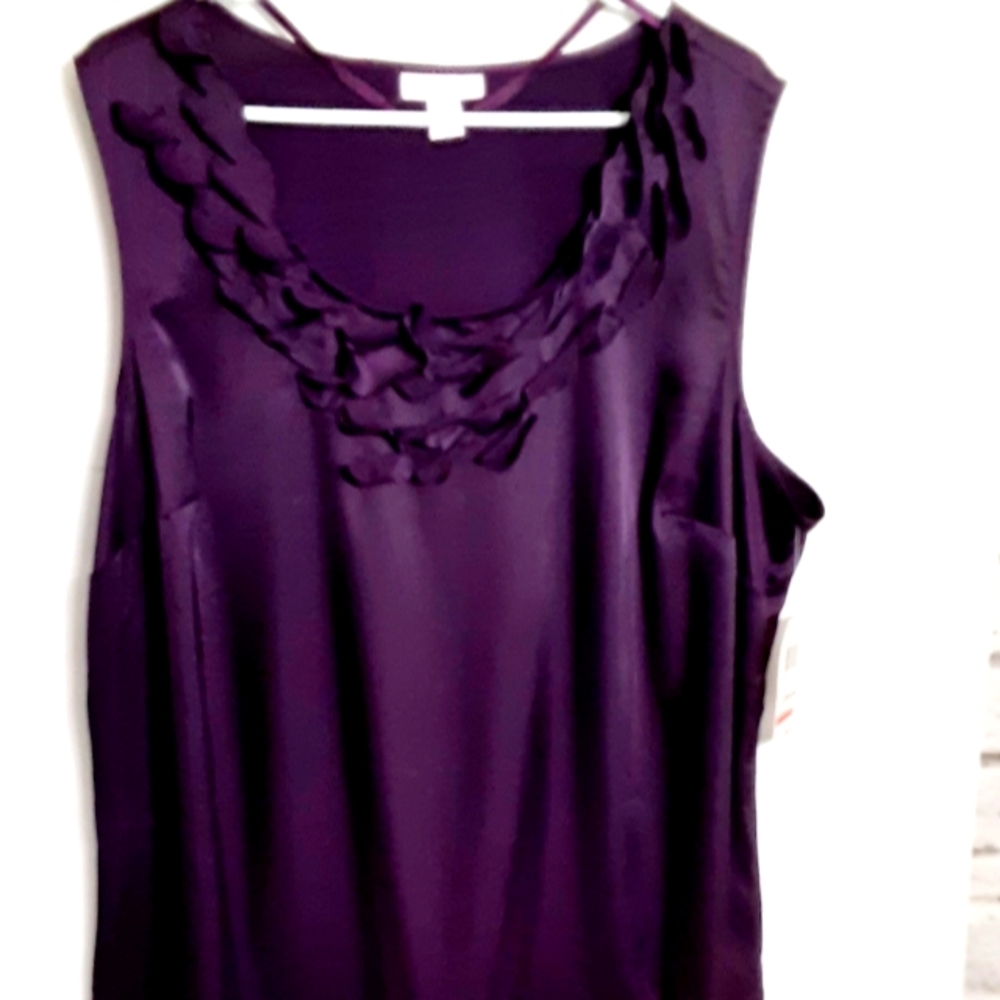 Charter club women purple satin sleeveless top